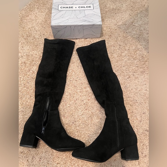 NIB Chase + Chloe Sweet Surprises over the knee black suede boots - Picture 5 of 7